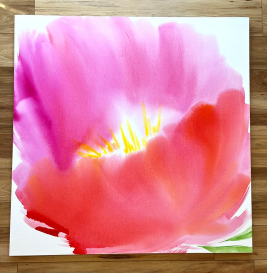 "Petals of Pink" - 48 x 48 Watercolor on Canvas