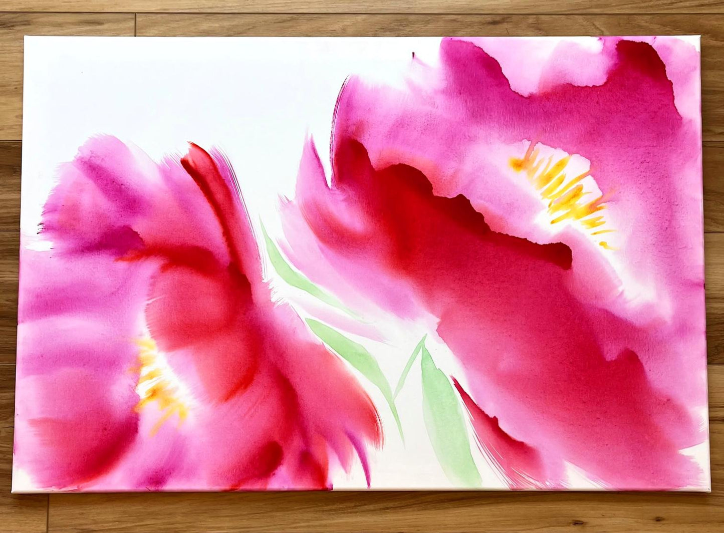 "Pink in Love" - 24 x 36 Watercolor on Canvas