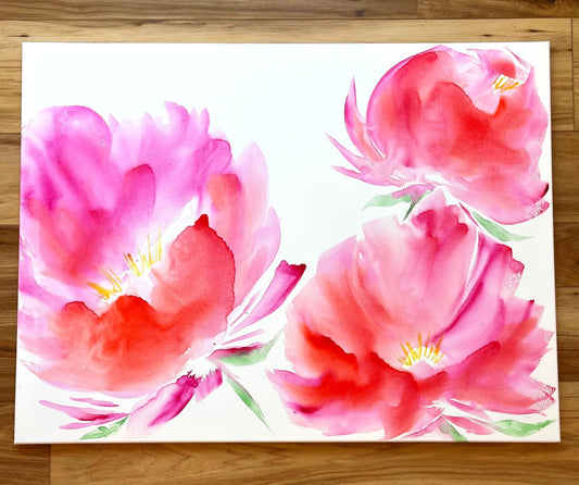 "Pretty in Pink" - 30 x 40 Watercolor on Canvas